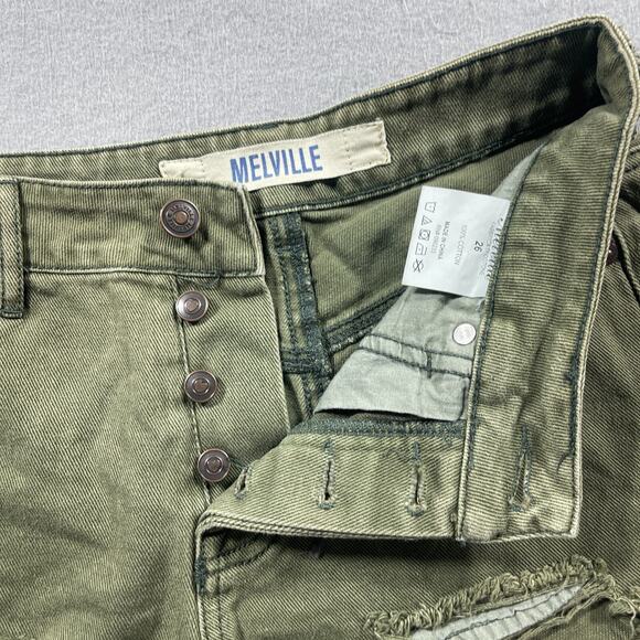 Brandy Melville Cut-off Jean Shorts Women 26 Booty Button Fly Olive Green - Picture 5 of 7